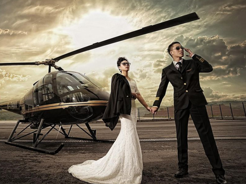 价值400万的直升机在北湖北随州进行空中航测